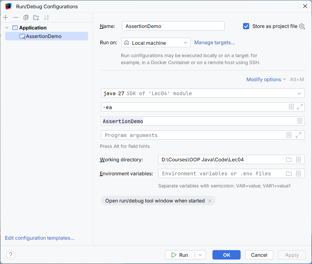 JVM option for assert checks