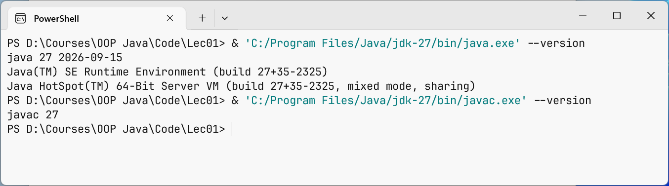 Tool versions from the selected JDK