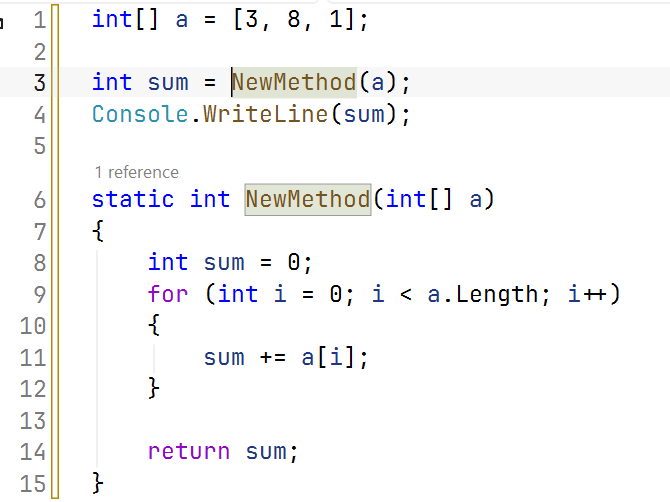 Extracting a method with Extract method