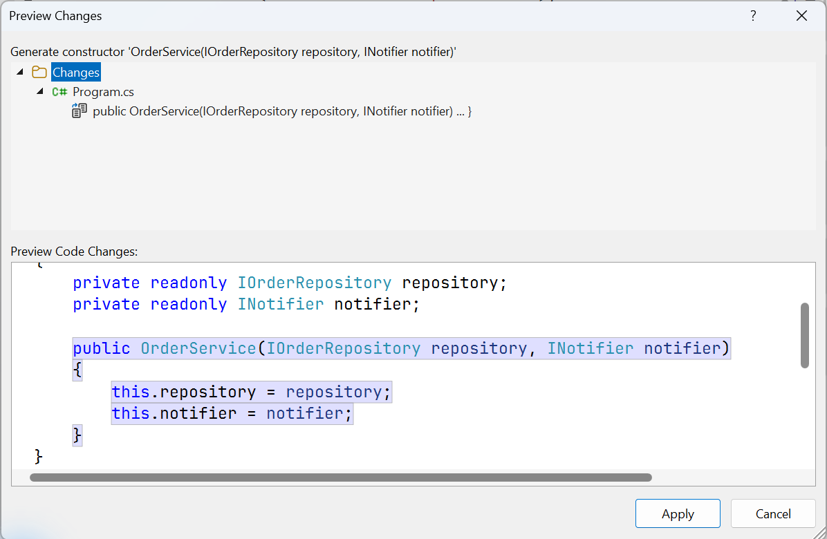 Generating a constructor for dependencies