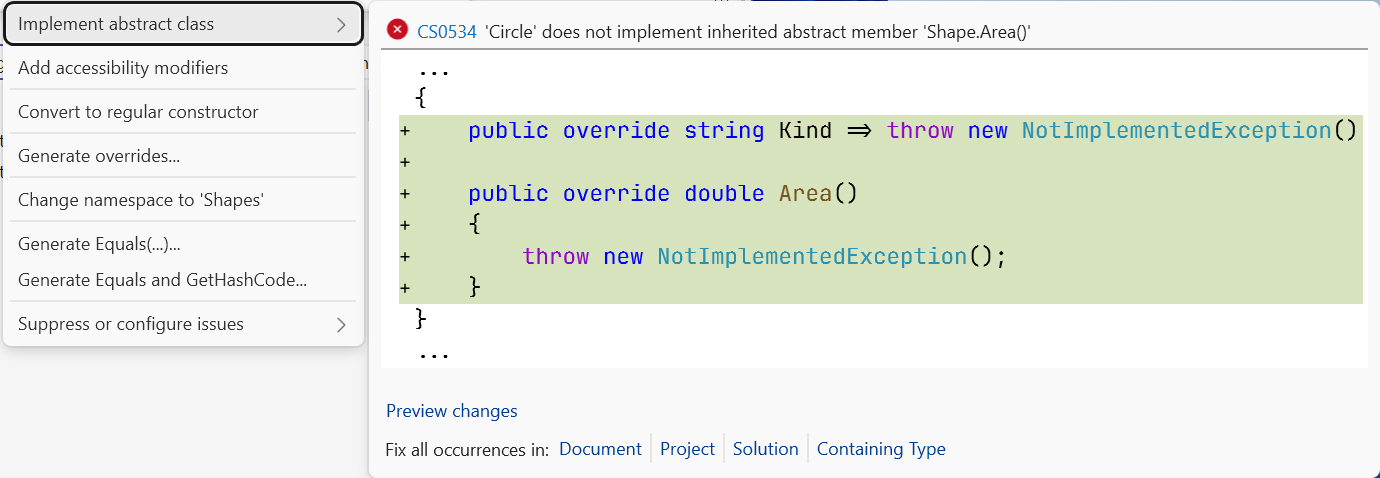 Automatically implementing an abstract class