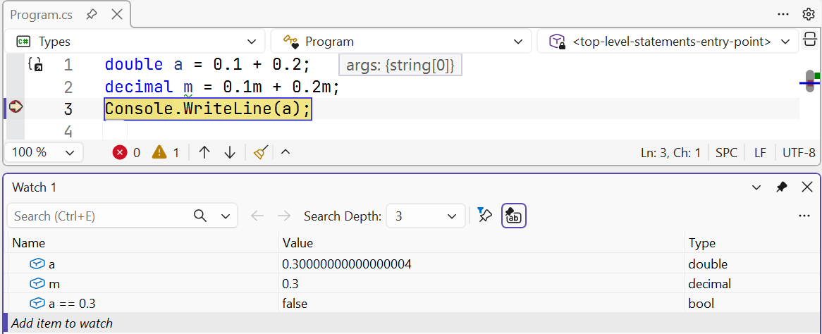 Floating-point representation error in Watch