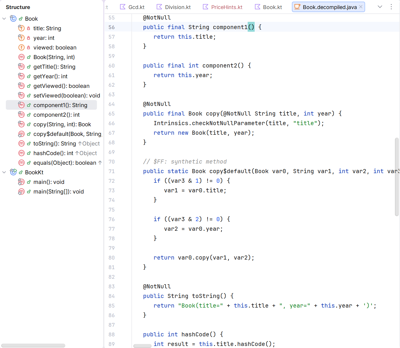 Generated data class members