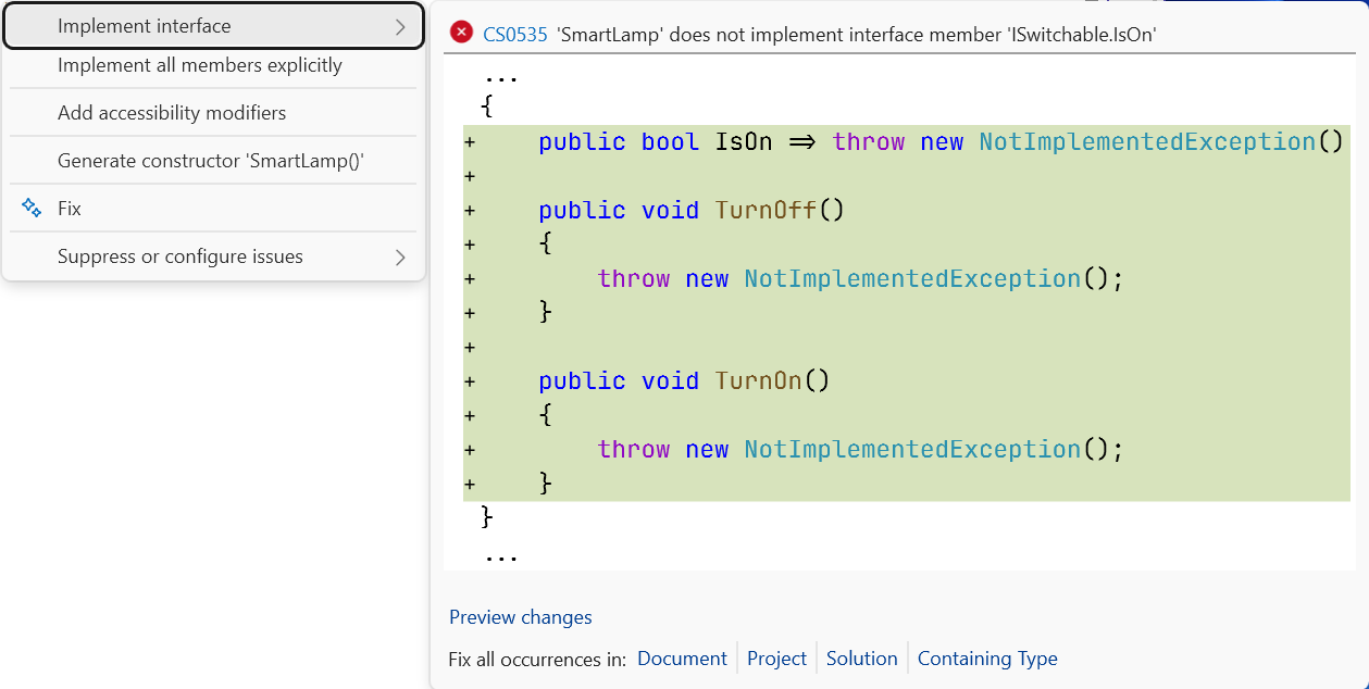 Automatically implementing an interface