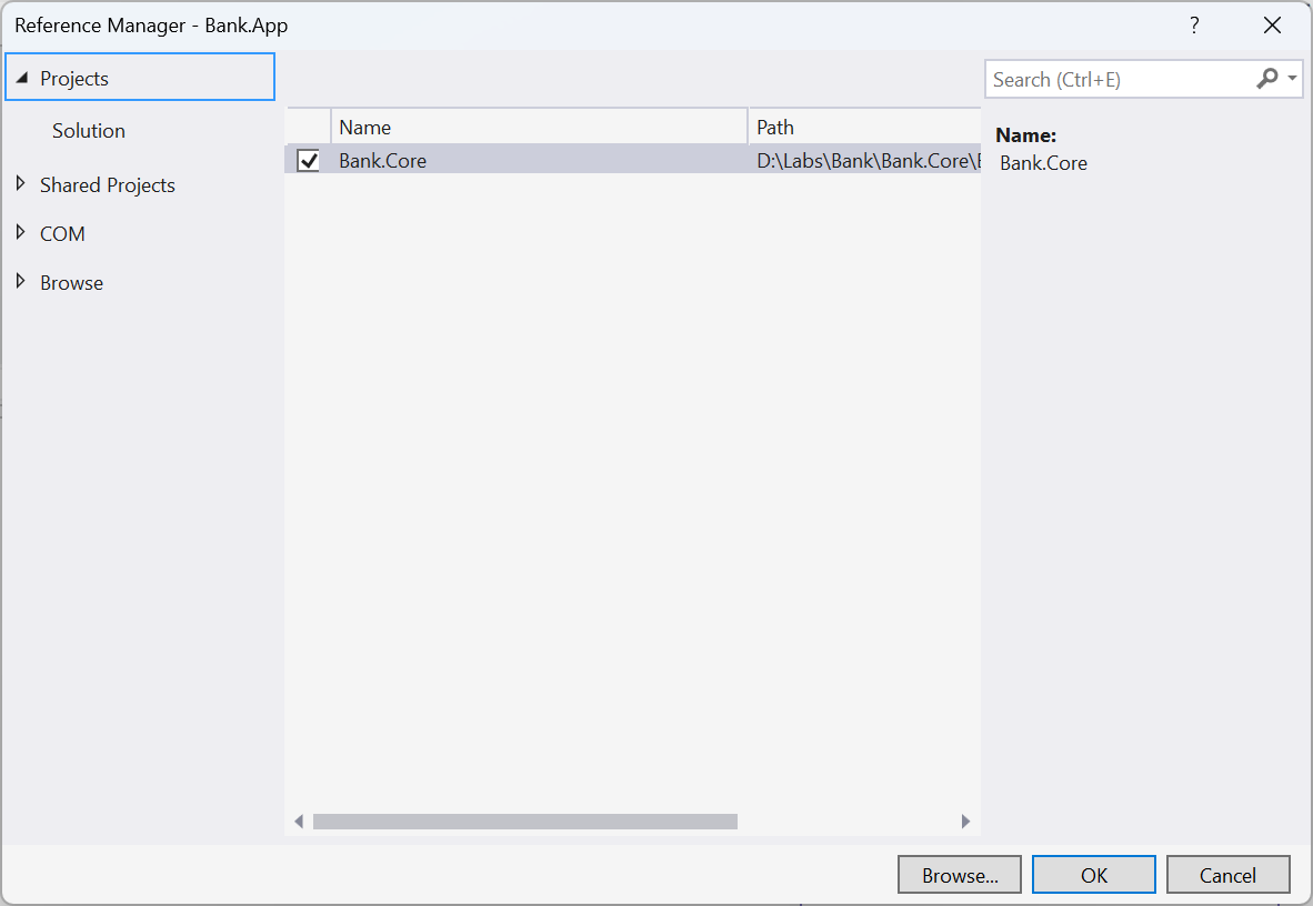 Adding a project reference
