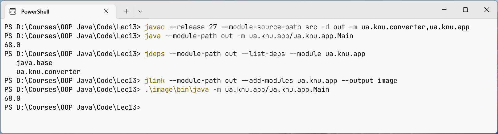 Compiling modules and running a custom runtime