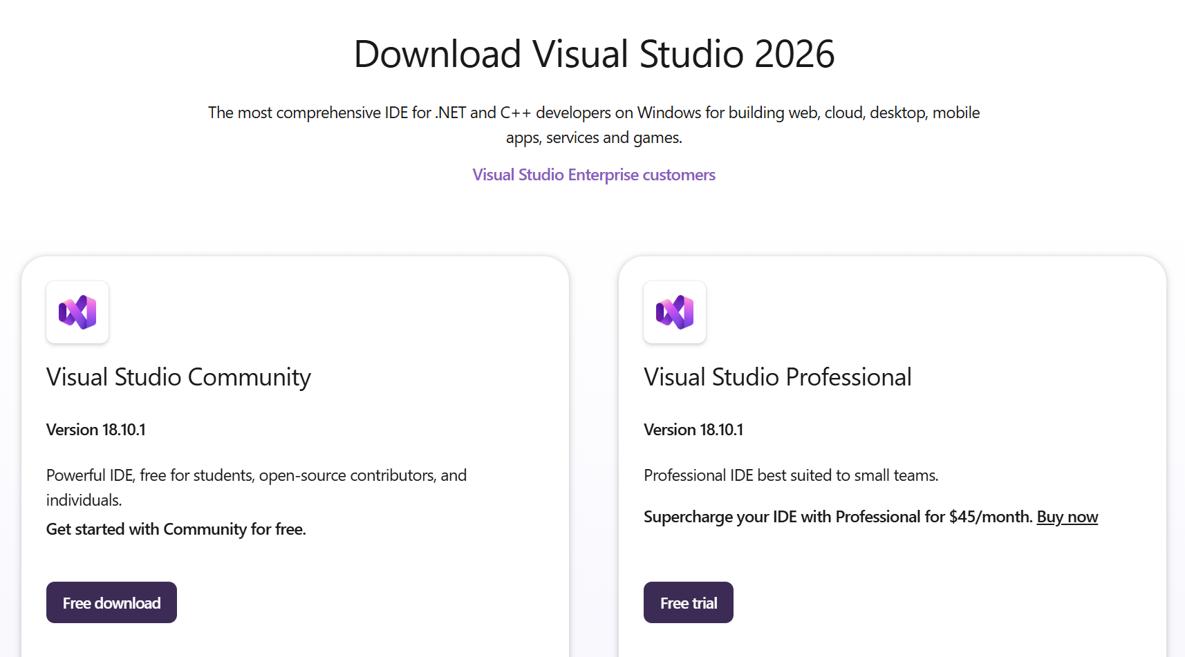 Downloading Visual Studio