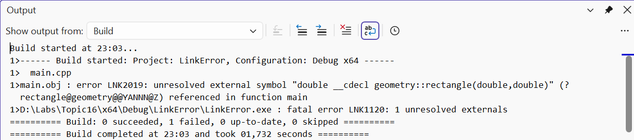 An unresolved external symbol during linking