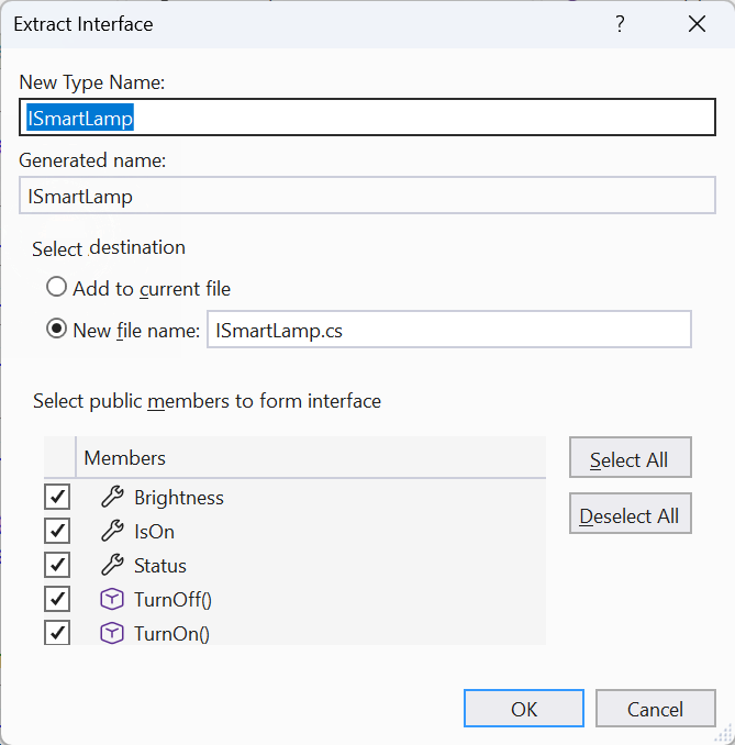Extracting an interface from a class