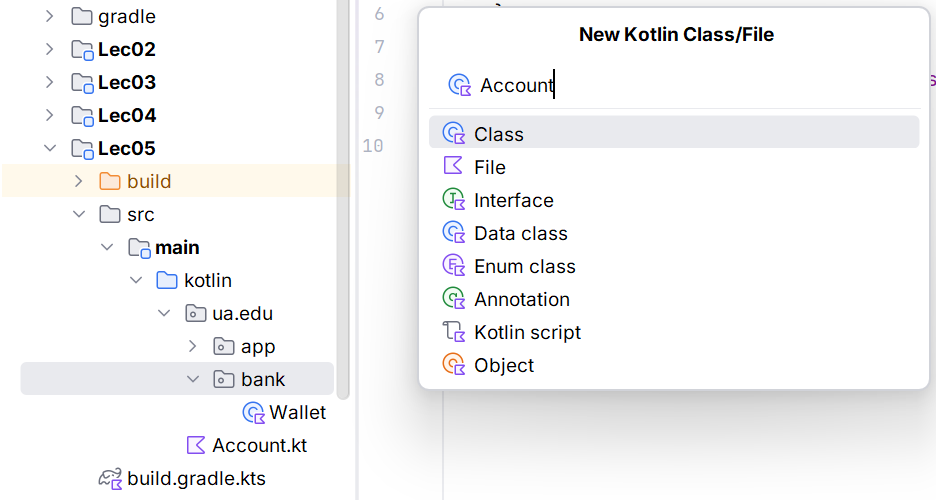 Creating a class in IntelliJ IDEA