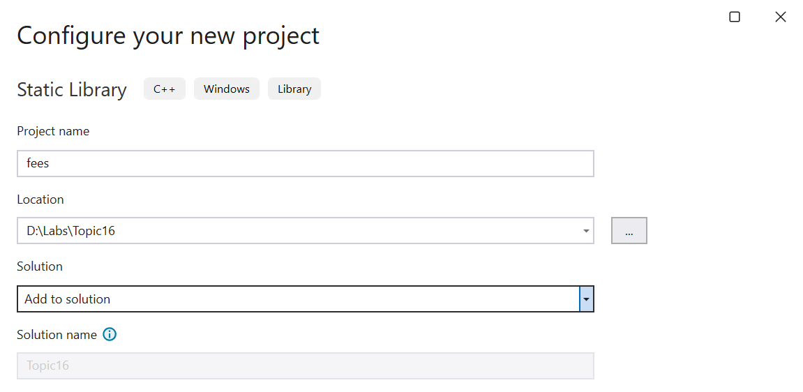 Creating a static library project