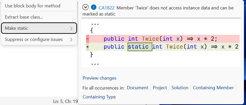 Suggestion to make a method static