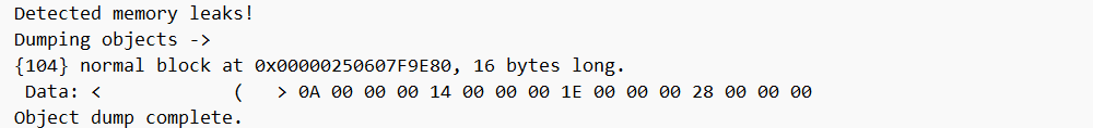 CRT report of unreleased memory