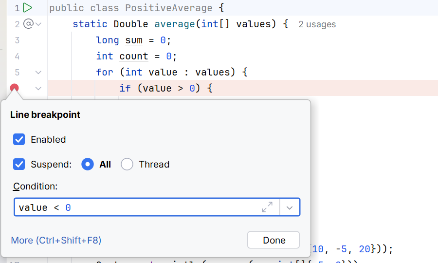 Conditional breakpoint