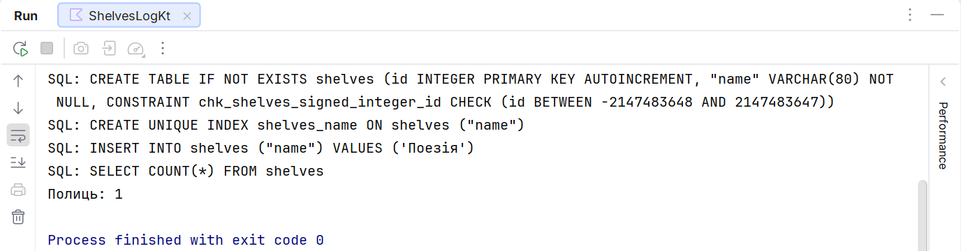 SQL generated by Exposed