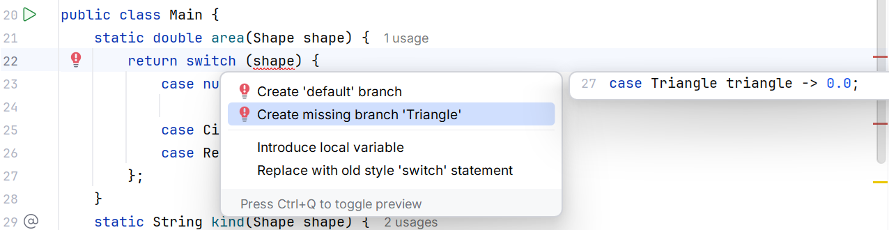 Adding a missing switch alternative