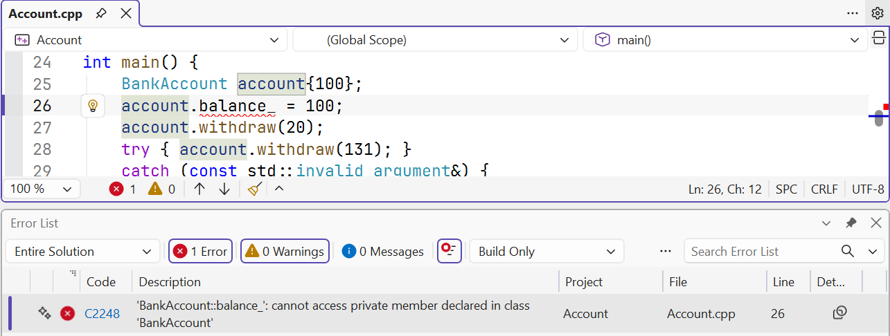 Protection of a private data member