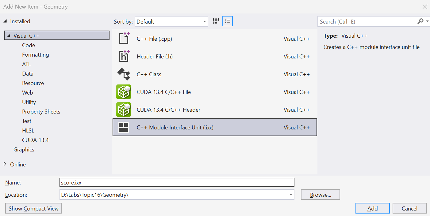 Adding a module interface unit
