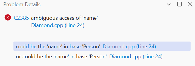 Ambiguity of a non-virtual diamond