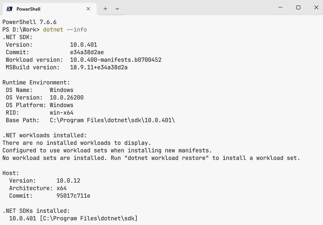 Output of dotnet --info