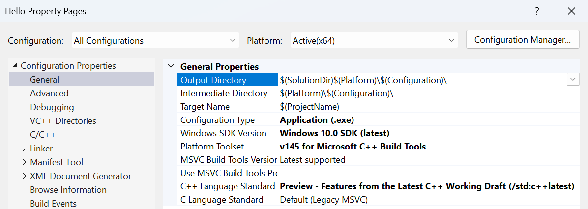 Selecting the C++ standard mode